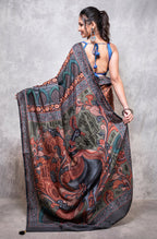Morchari Pure Dola Silk Saree Digital Print - Multicolour