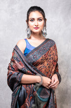 Morchari Pure Dola Silk Saree Digital Print - Multicolour