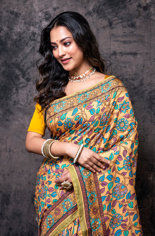Morchari Pure Dola Silk Saree Digital Print - Multicolour