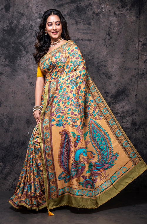 Morchari Pure Dola Silk Saree Digital Print - Multicolour