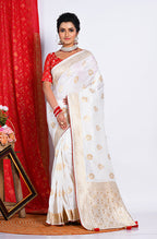 Morchari Pure Dola Silk Saree - White