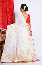 Morchari Pure Dola Silk Saree - White