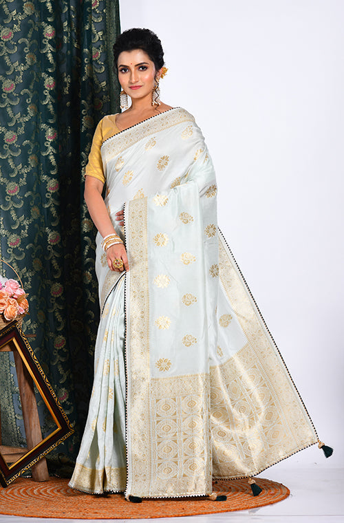Morchari Pure Dola Silk Saree - Light Green