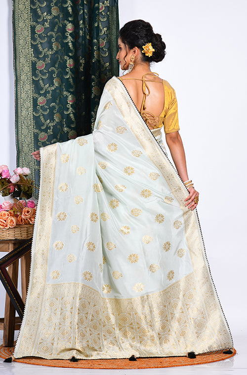 Morchari Pure Dola Silk Saree - Light Green