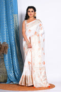 Morchari Pure Dola Silk Saree - White