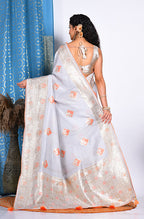 Morchari Pure Dola Silk Saree - Grey