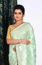 Morchari Pure Dola Silk Saree - Light Green