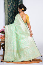 Morchari Pure Dola Silk Saree - Light Green