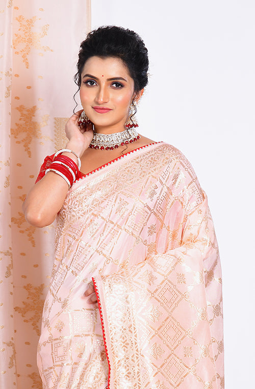 Morchari Pure Dola Silk Saree - Pink