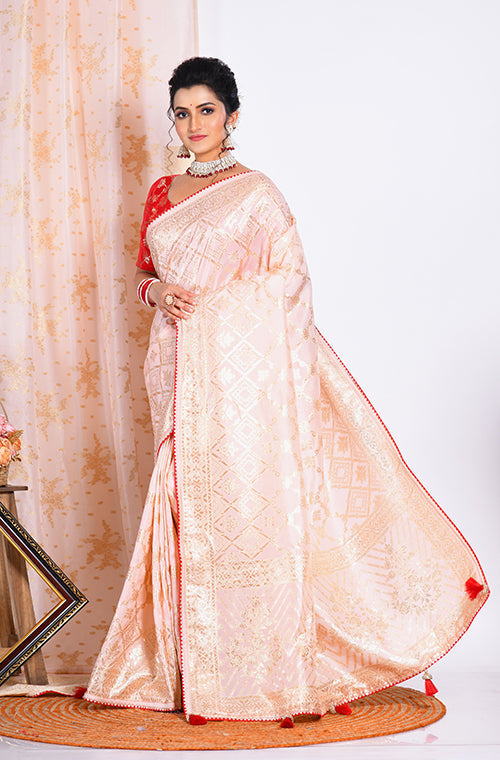 Morchari Pure Dola Silk Saree - Pink