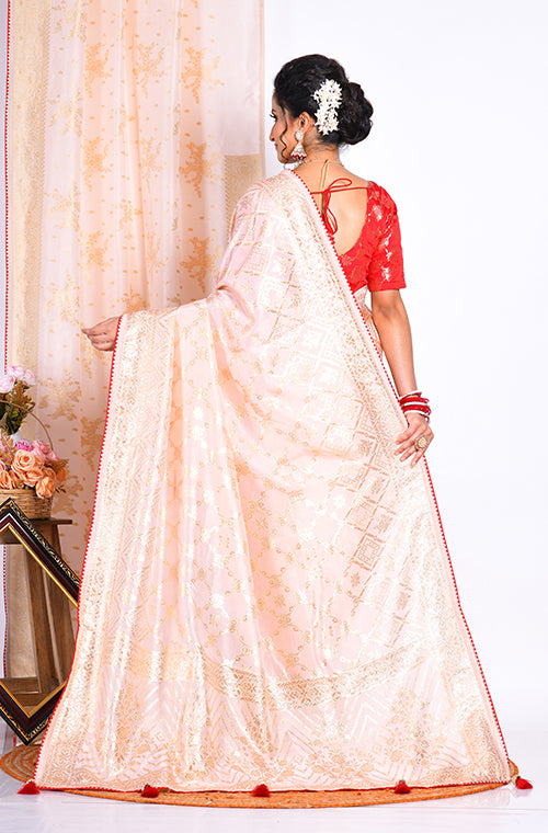 Morchari Pure Dola Silk Saree - Pink