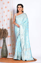 Morchari Pure Dola Silk Saree - Sky Blue
