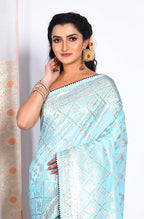 Morchari Pure Dola Silk Saree - Sky Blue