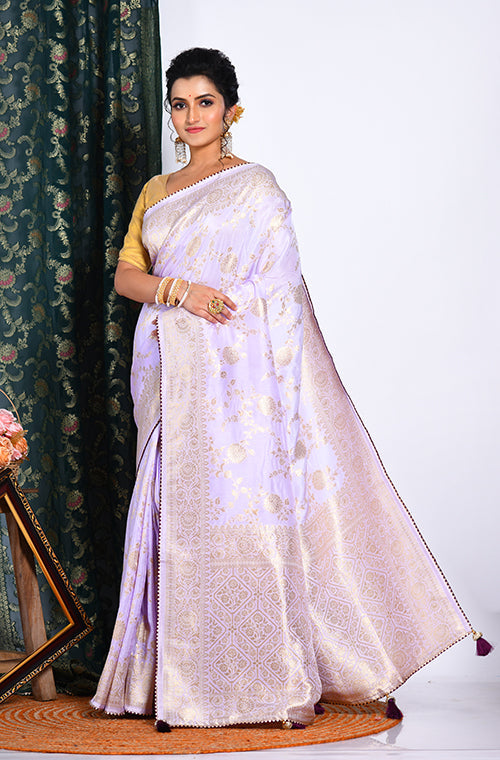 Morchari Pure Dola Silk Saree - Light Purple