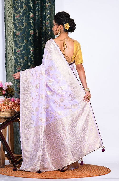 Morchari Pure Dola Silk Saree - Light Purple