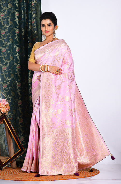 Morchari Pure Dola Silk Saree - Light Pink