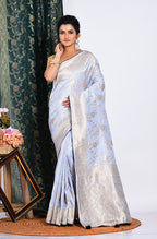 Morchari Pure Dola Silk Saree - Light Grey