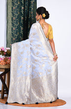 Morchari Pure Dola Silk Saree - Light Grey