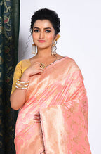 Morchari Pure Russian Silk Saree - Peach