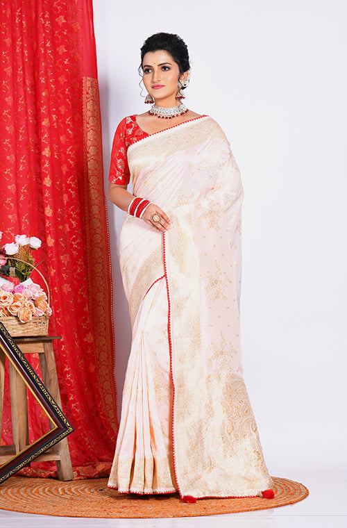 Morchari Pure Russian Silk Saree - Light Pink