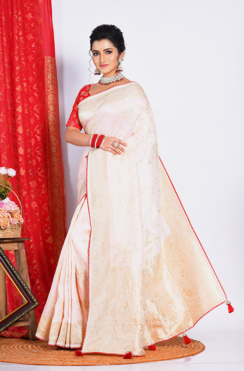 Morchari Pure Russian Silk Saree - Light Pink