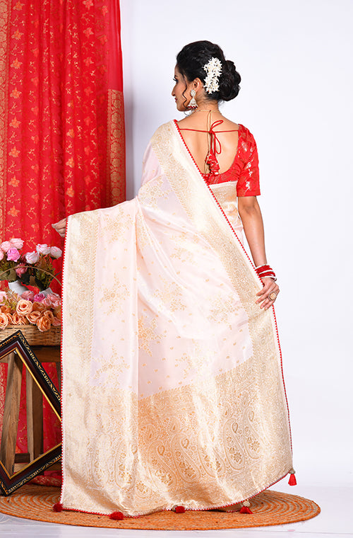 Morchari Pure Russian Silk Saree - Light Pink