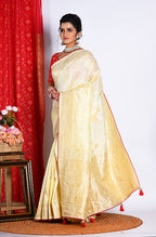 Morchari Pure Russian Silk Saree - Light Yellow