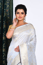 Morchari Pure Russian Silk Saree - Grey