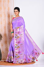 Morchari Pure Russian Silk Saree - Purple