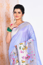 Morchari Pure Russian Silk Saree - Light Blue