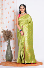 Morchari Pure Russian Silk Saree - Green
