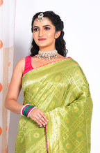 Morchari Pure Russian Silk Saree - Green