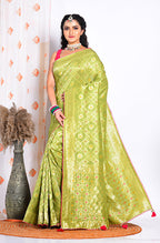 Morchari Pure Russian Silk Saree - Green