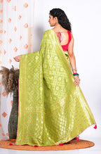 Morchari Pure Russian Silk Saree - Green