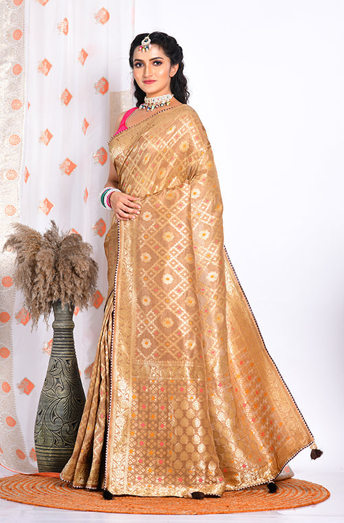 Morchari Pure Russian Silk Saree - Brown