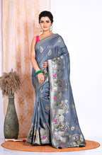 Morchari Pure Russian Silk Saree - Grey