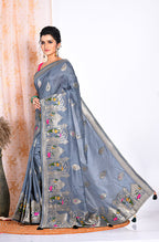 Morchari Pure Russian Silk Saree - Grey