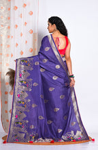 Morchari Pure Russian Silk Saree - Purple