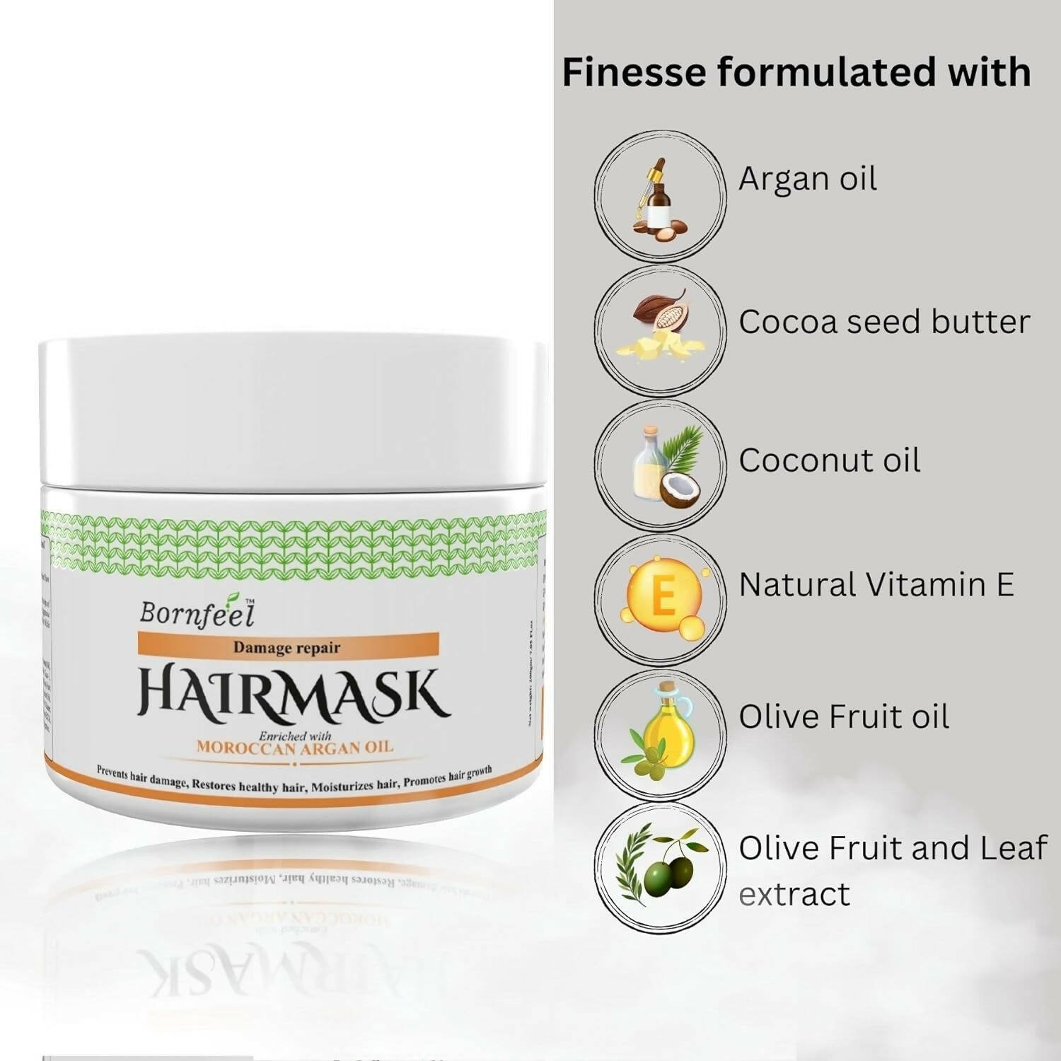 Bornfeel Damage Repair Hair Mask Enriched With Moroccan Argan Oil