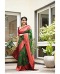 DEIANA'S Beautiful Designer Golden zari Soft Lichi Silk Saree - Light Green