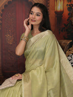 Shree Shyam Fashion Organza Mhendi Green Saree - Distacart