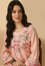 Joban Fashion Peach Cotton Rayon Kurta Set