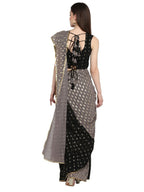 Ahalyaa Women's Black Georgette Foil Print Ready to Wear Saree