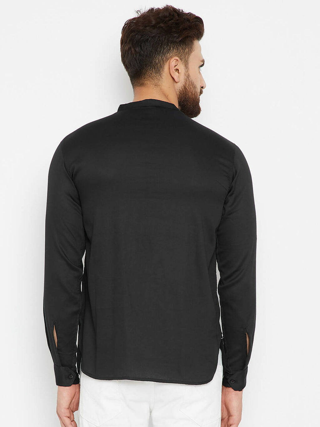 Even Apparels Black Pure Cotton Men's Kurta With Band Collar - Distacart