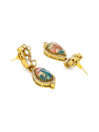 Kundan Antique Finish Floral Earrings and Necklace set - Ruby Raang