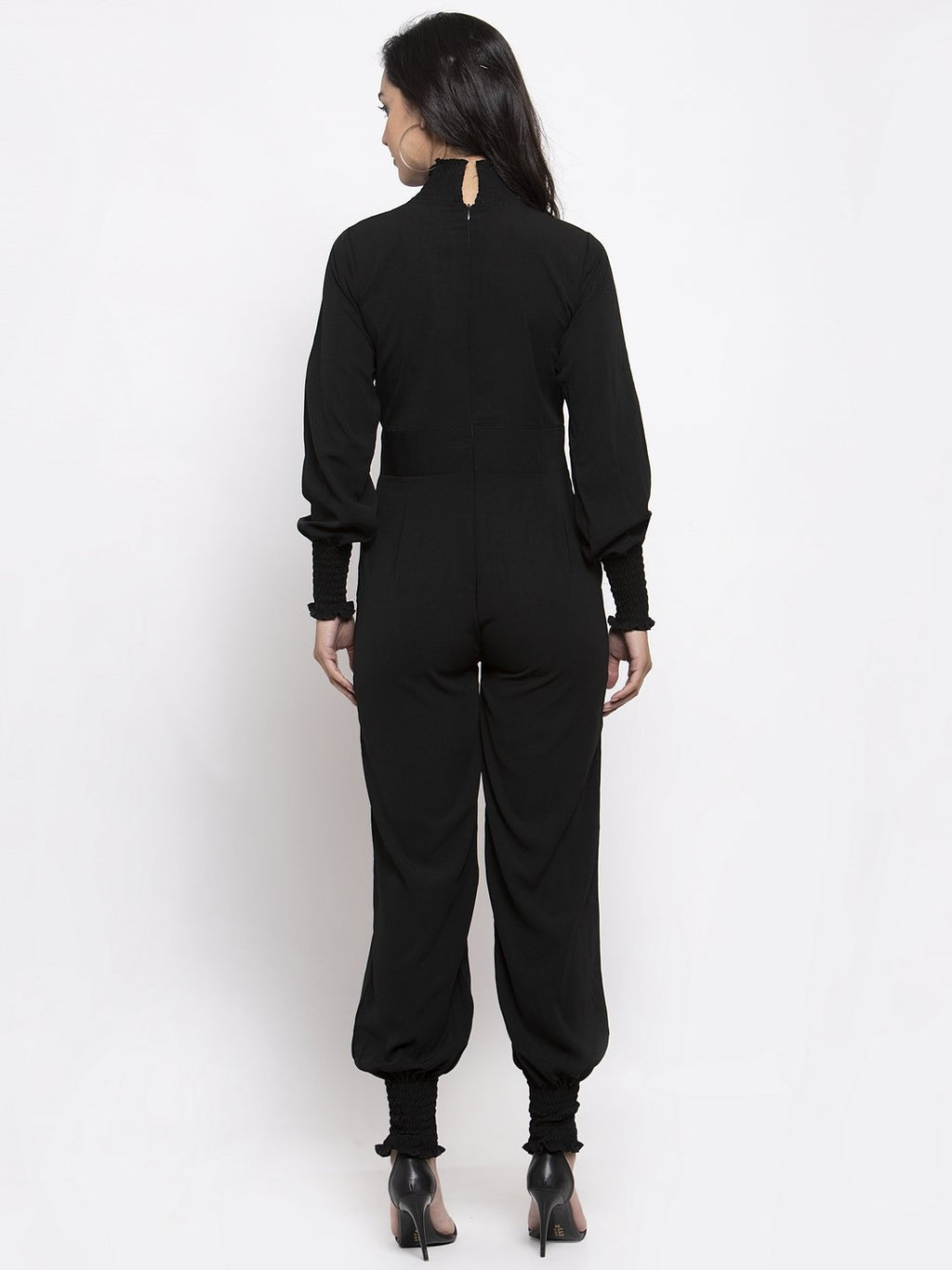 Jompers Women Black Solid Basic Jumpsuit - Distacart
