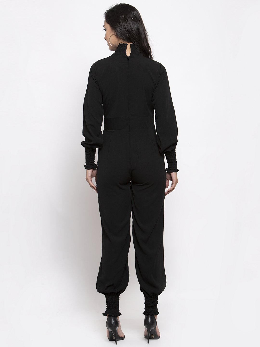 Jompers Women Black Solid Basic Jumpsuit - Distacart