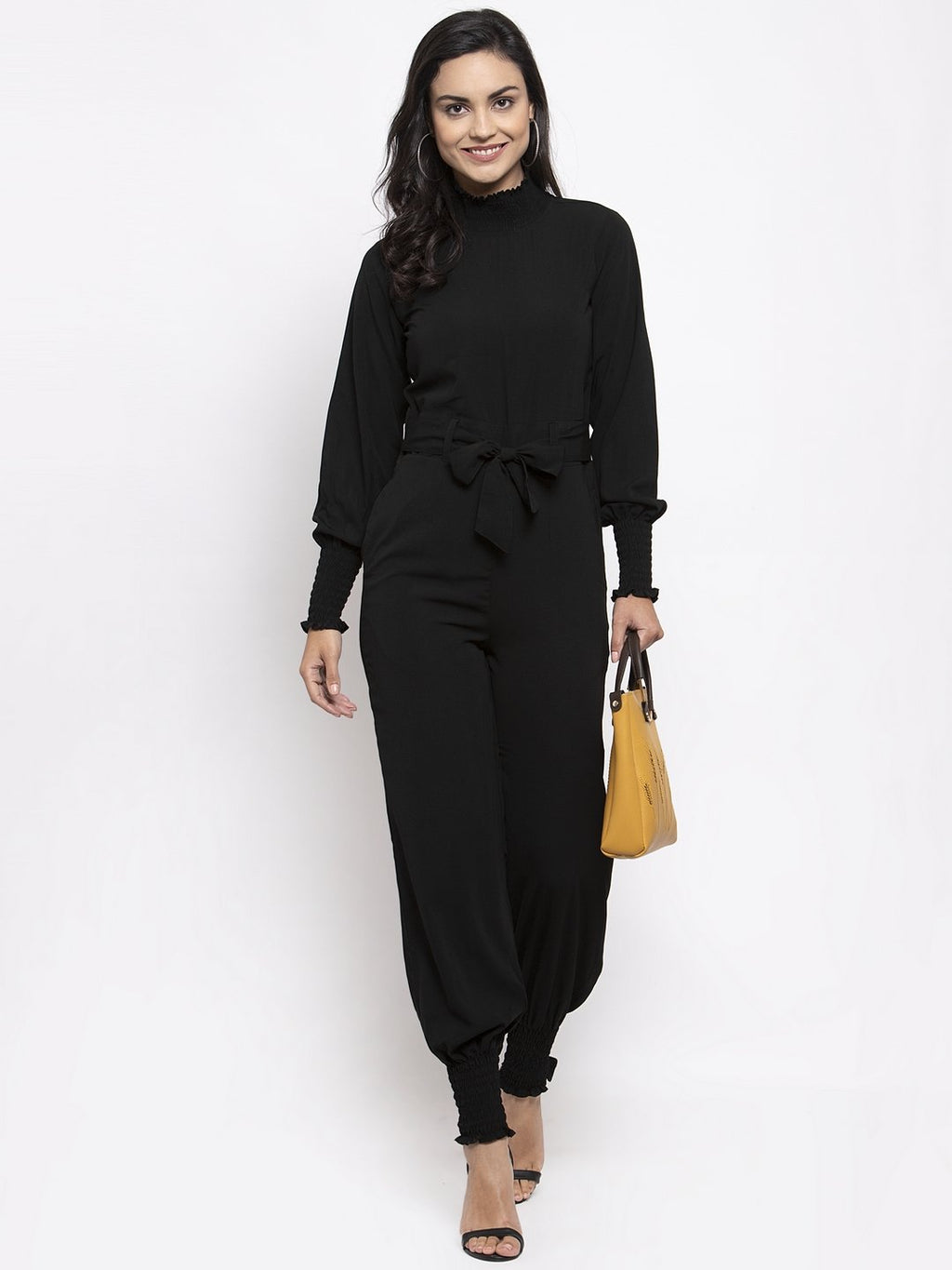 Jompers Women Black Solid Basic Jumpsuit - Distacart