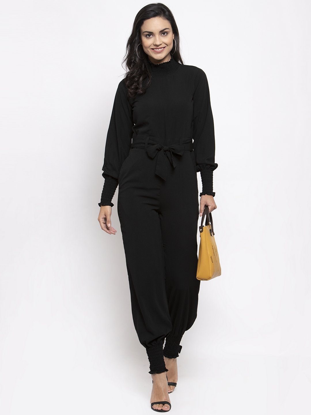 Jompers Women Black Solid Basic Jumpsuit - Distacart