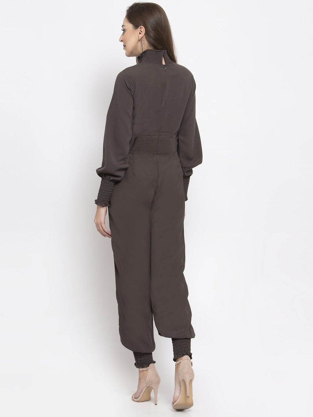 Jompers Women Grey Solid Basic Jumpsuit - Distacart